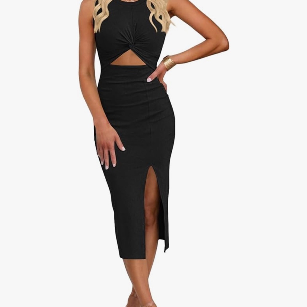Chic Black Cut-Out Midi Dress